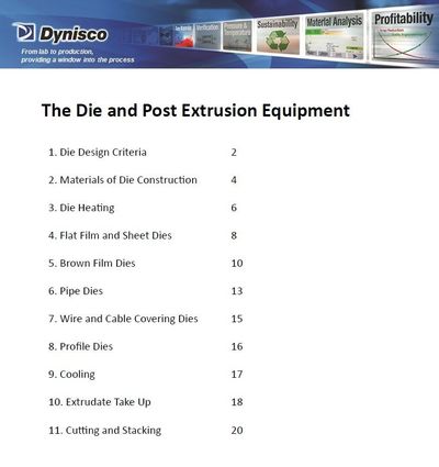The Die and Post Extrusion Equipment