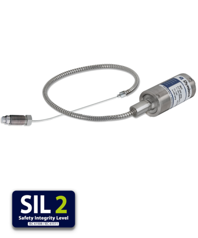 MDT435 - Sensor with amplifier (signal converter) in version with flexible capillary and exposed membrane.